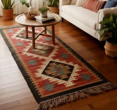 Vintage Handcrafted Multicolor Jute Dhurrie For Home